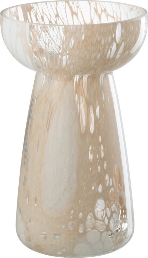 J-Line Vaas Hoog Draden Glas Beige/Wit Small