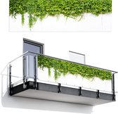 Balkonscherm 300x90 cm - Balkonposter Klimop - Groene bladeren - Muur - Wit - Balkon scherm decoratie - Balkonschermen - Balkondoek zonnescherm