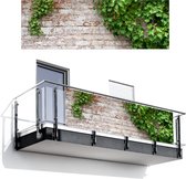 Balkonscherm 300x100 cm - Balkonposter Klimop - Groen - Stenen - Wit - Bladeren - Balkon scherm decoratie - Balkonschermen - Balkondoek zonnescherm