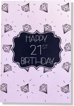 Hoera 21 jaar! Luxe verjaardagskaart - 12x17cm - Gevouwen Wenskaart inclusief envelop - Leeftijdkaart