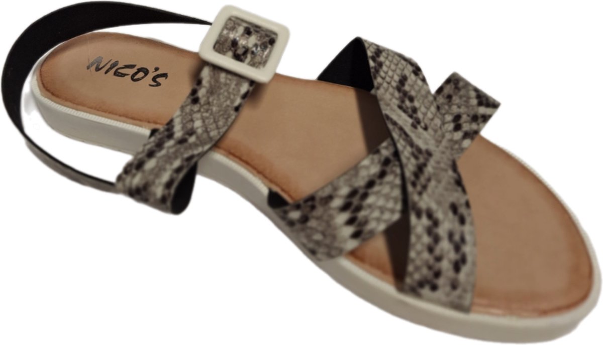 NICO SANDAL -WHITE SNAKE- PU- SIZE 39