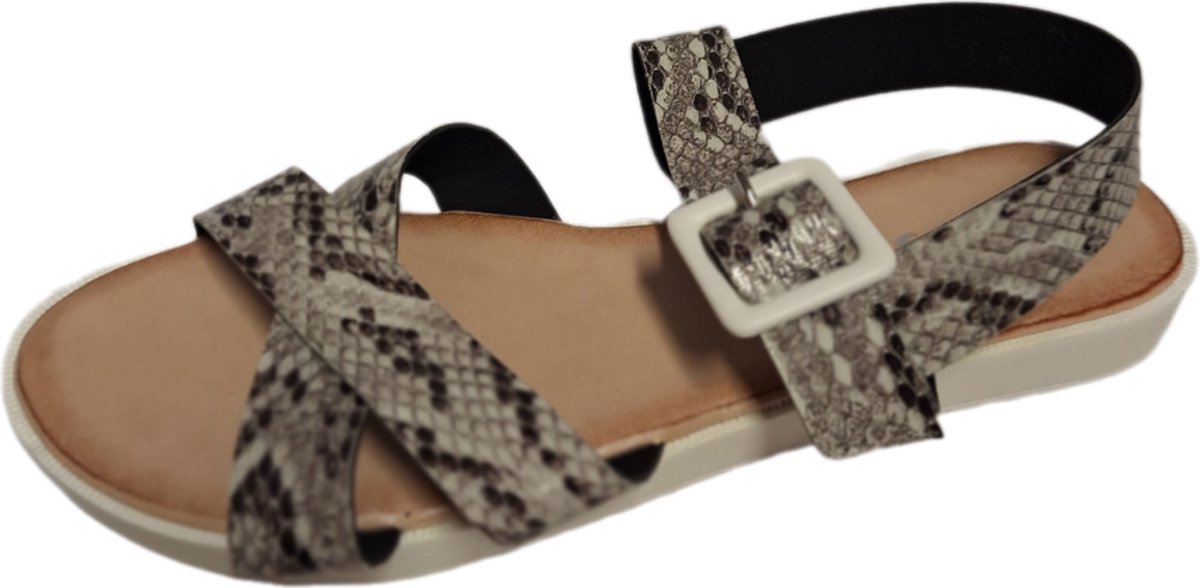 NICO SANDAL-WHITE SNAKE-PU-SIZE 40