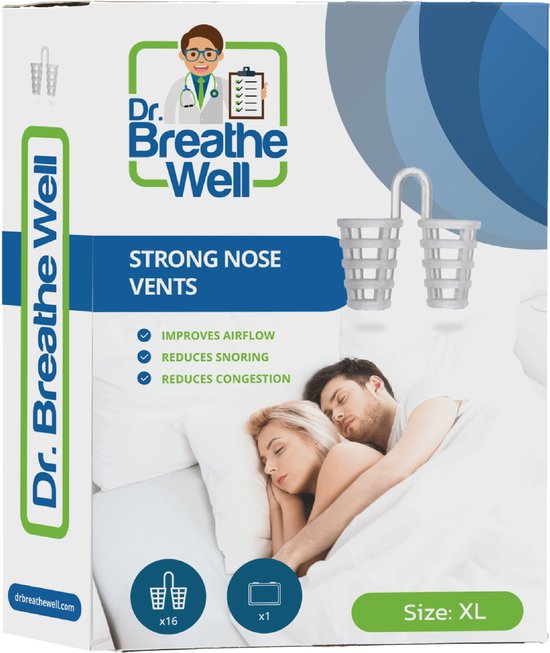 Dr. Breathe Well ™ - 16 Stevige Anti Snurk Neusspreider Buisjes - Maat XL
