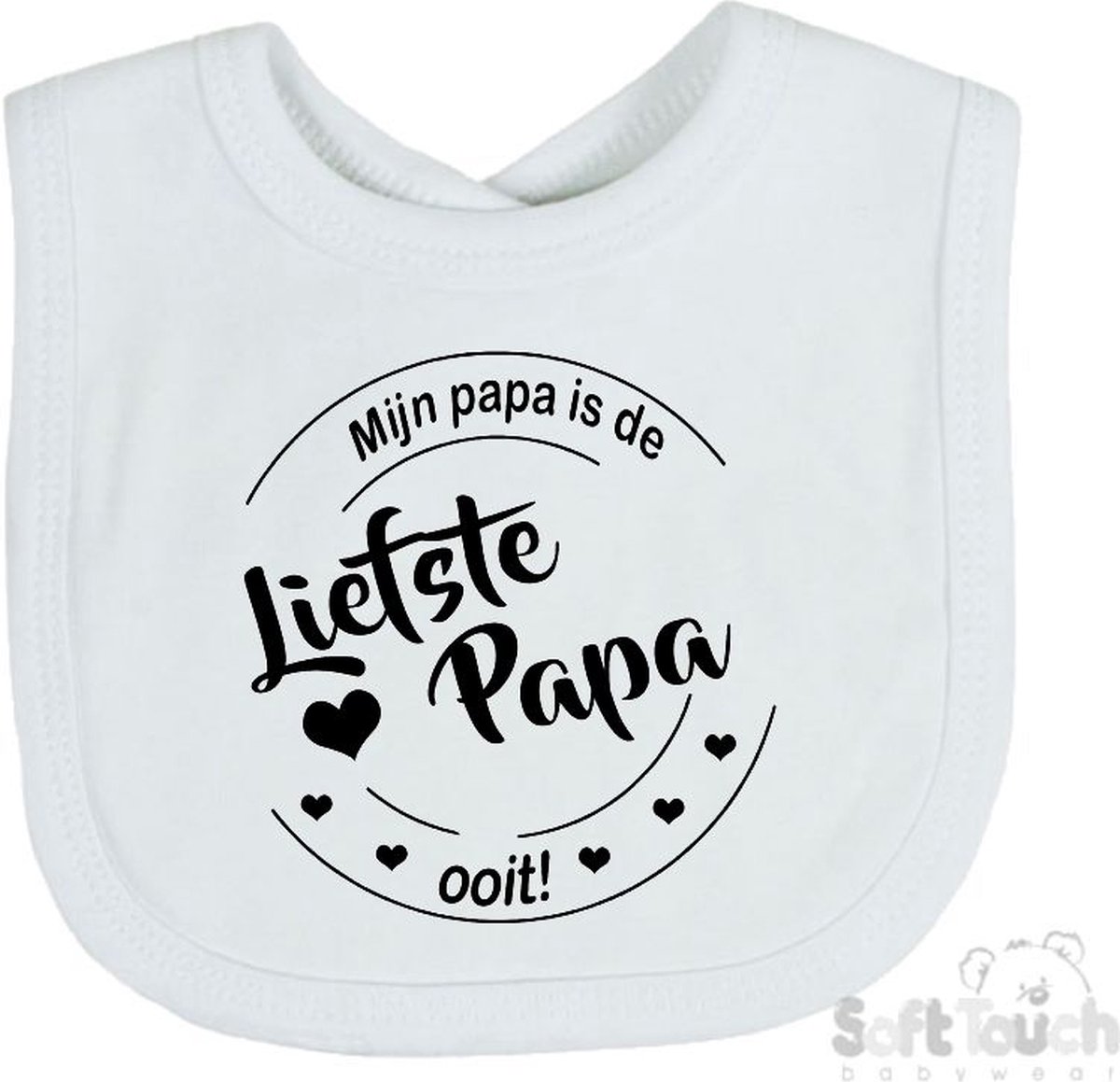 Goedkoopste Soft Touch Slabber Slabbetje Slab Mijn papa is de liefste papa ooit! Vaderdag Unisex Katoen Wit/zwart Maat 33x22 Cm