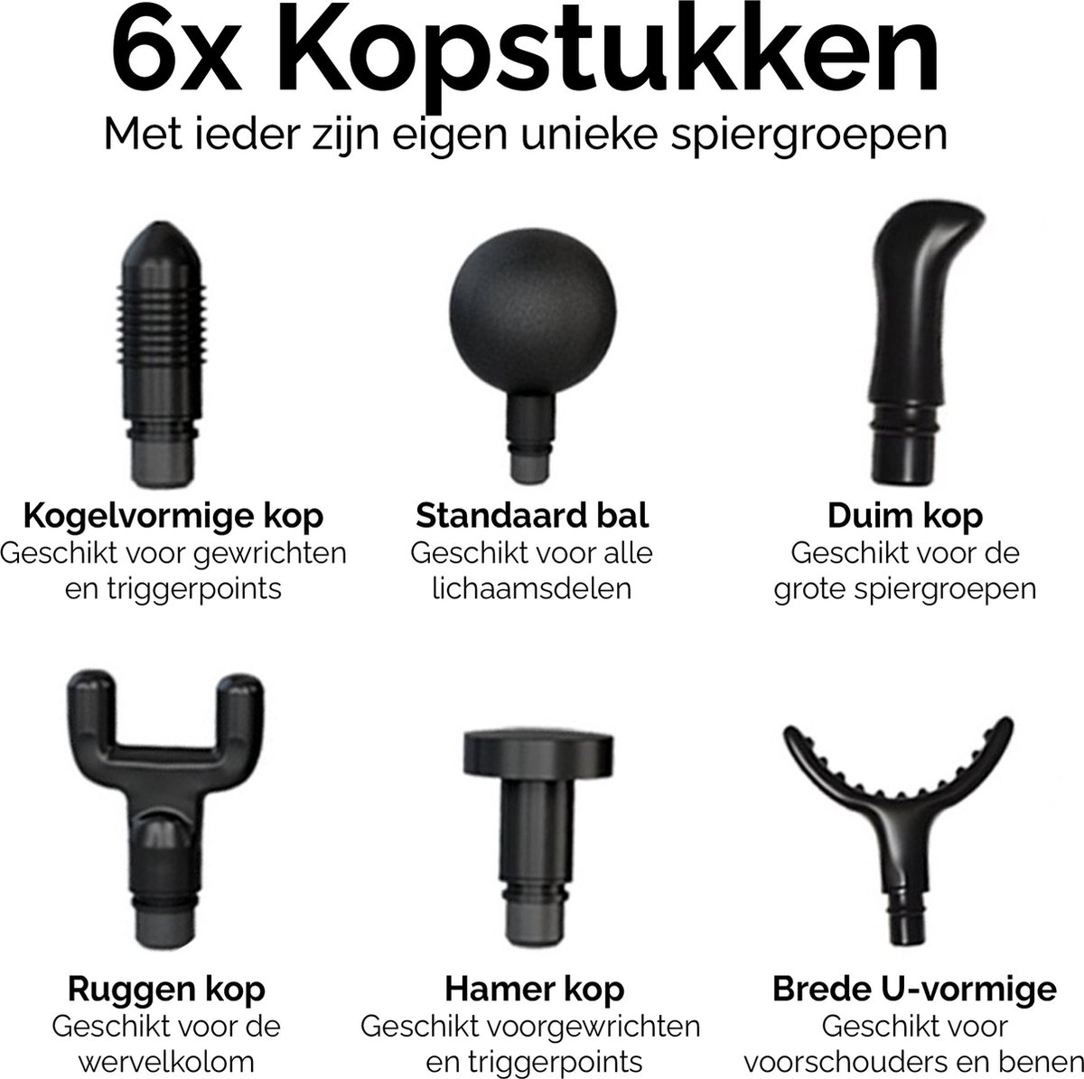 Afbeelding 3 van SMARTIFY® Massage Gun - Professioneel Massage Pistool - Draadloos Massage Apparaat met 6 Opzetstukken en Koffer - Krachtige Spierontspanning - Ideaal voor Sport en Relax