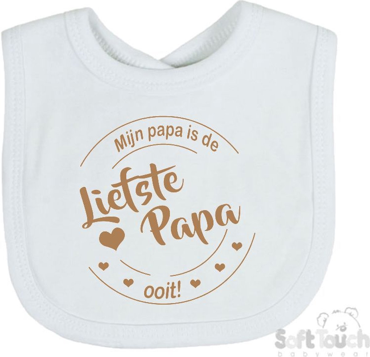 Goedkoopste Soft Touch Slabber Slabbetje Slab Mijn papa is de liefste papa ooit! Vaderdag Unisex Katoen Wit/cappuccino Maat 33x22 Cm