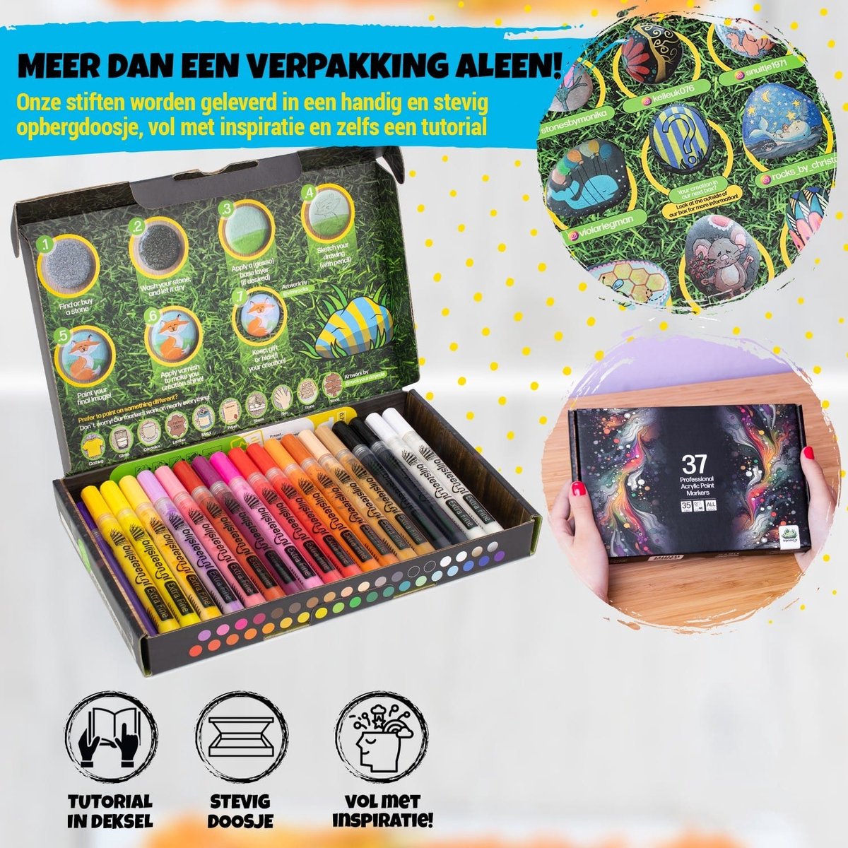 Nordivar - 50 platte stenen om te beschilderen, 1-3 cm - doe-het-zelf