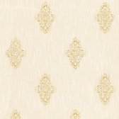Papier peint baroque Profhome 319462-GU papier peint textile légèrement texturé de style baroque or crème mat 5,33 m2