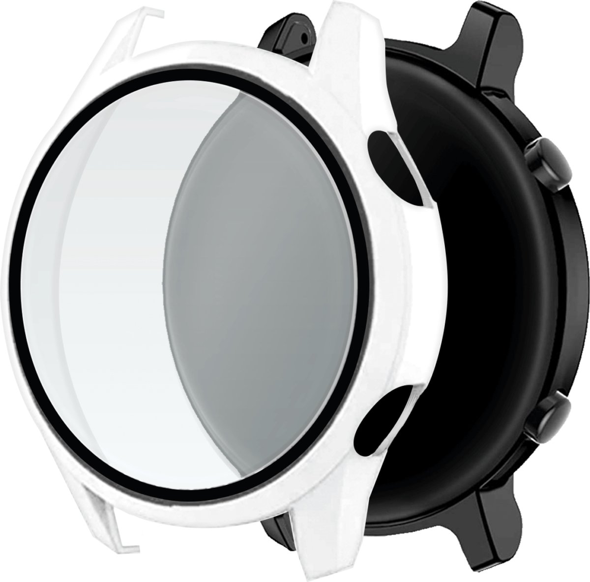 Telefoonglaasje Hoesje met Screenprotector Geschikt voor Huawei Watch GT2 - 42mm - Wit