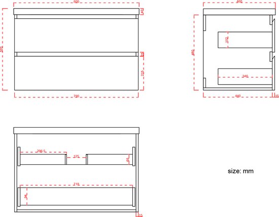 LOMAZOO Ensemble de meuble de salle de bain Zwart Mat 80 cm - Ensemble de meuble de salle de bain - Meuble vasque - Meuble de salle de bain haut [AVALON]