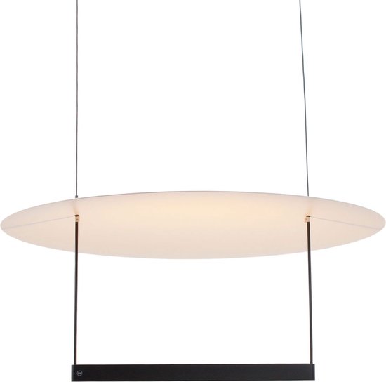 Hanglamp zwart/wit rond | 1 lichts | zwart | metaal | Ø 60 cm | in hoogte verstelbaar tot 200 cm | eetkamer lamp | modern / sfeervol design