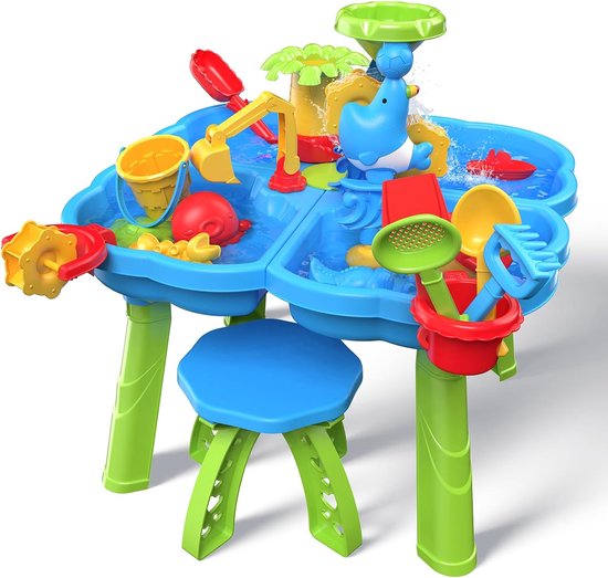 Watertafel | Buitenspeelgoed Water en Zandtafel,Interactief Educatief Sensorisch Speelgoed met Pomp voor Buitenspelen en Thuis, Ontwikkelt Hand-Oog Coördinatie Vaardigheden