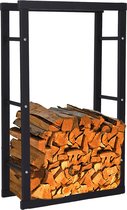 Haardhoutopslag - Brandhout Rek voor Binnen en Buiten - Haardhout Mand - Staal - 100x30cm - Zwart