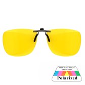 Fako Sunglasses® - Clip On Voorzet Zonnebril Gun Metal - Overzet Clip-on - Polariserend - Polarized - Large - 130x43mm - Night Vision - Geel
