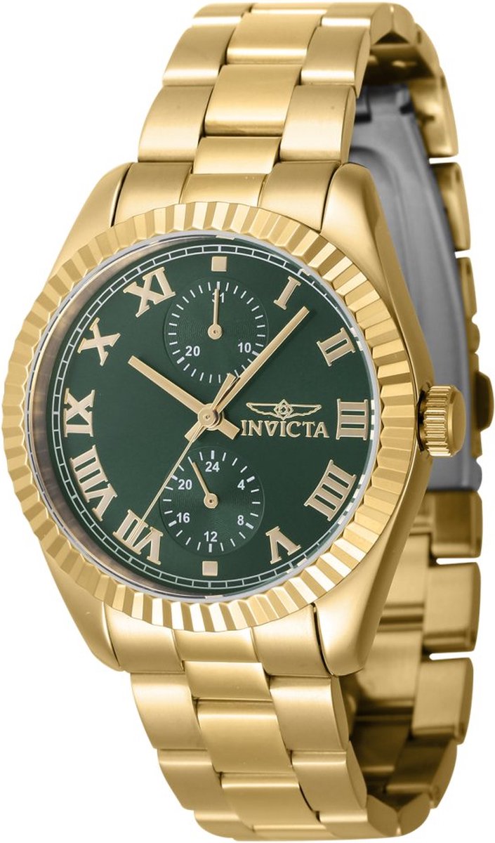 Invicta Specialty 47444 Dames Horloge - Waterdicht - Analoog - Quartz Uurwerk - Roestvrij Staal met groene Wijzerplaat - 36mm