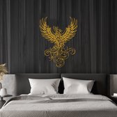 Metalen Phoenix Wanddecoratie met 3D effect! goud 120 x 65 cm