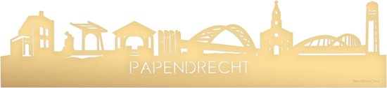 Skyline Papendrecht Goud Metallic - 120 cm - Woondecoratie - Wanddecoratie - Meer steden beschikbaar - Woonkamer idee - City Art - Steden kunst - Cadeau voor hem - Cadeau voor haar - Jubileum - Trouwerij - WoodWideCities