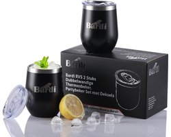 Bardi RVS 2 Stuks Premium Thermosbeker - Koffie en thee - Theebeker - Koffiebeker to go -Travel Mug - Trein - Vaatwasbestendig - 2 Bekers voor de prijs van 1 -360 ML - ZWART Bardi RVS 2 Stuks Premium Thermosbeker - Koffie en thee - Theebeker - Koffiebeker to go -Travel Mug - Trein - Vaatwasbestendig - 2 Bekers voor de prijs van 1 -360 ML - ZWART