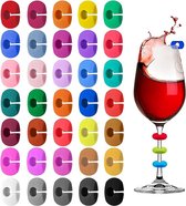 Laat je Glas Stralen: Set van 36 Siliconen Wijnglazen Markers - Kleurrijke en Praktische Accessoires voor je Feest"