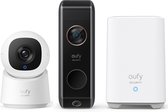 eufy Security - Ensemble de sonnette vidéo sans fil Dual 2 Pro 2K + Cam intérieure C220
