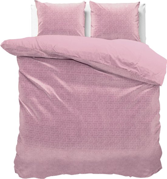 Fluweel zachte velvet dekbedovertrek Florian roze - 200x200/220 (tweepersoons) - diepdruktechniek - chique uitstraling - hoogwaardig kwaliteit - handige drukknopen