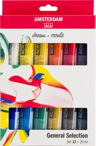 Set de peinture acrylique Amsterdam avec 12 tubes 20ml