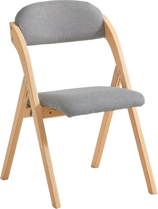 Rootz Lichtgrijze klapstoel - Keukenstoel - Bureaustoel - Berkenhouten frame - Afneembare wasbare hoes - Ruimtebesparend ontwerp - 40 cm x 44 cm x 44 cm