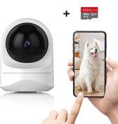 ReDello - Huisdiercamera - Beveiligingscamera - Beweeg en geluidsdetectie - Petcam met app - Hondencamera - WiFi - 1080p HD - Wit