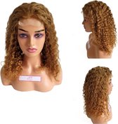 Frazimashop- Braziliaanse Remy pruiken 16 inch- Diep golf honing blond 100% human hair- dames pruiken - 4x4 f lace closure wigs