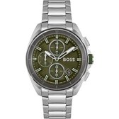 BOSS HB1513951 VOLANE Heren Horloge - Mineraalglas - Roestvrijstaal - Zilverkleurig - 44 mm breed - 4.4 cm lang - Quartz - Vouw/Vlindersluiting