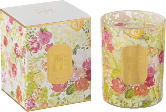 J-Line kaars - Happiness Blooms Mimosa & Rose Was - wit - large - 70U