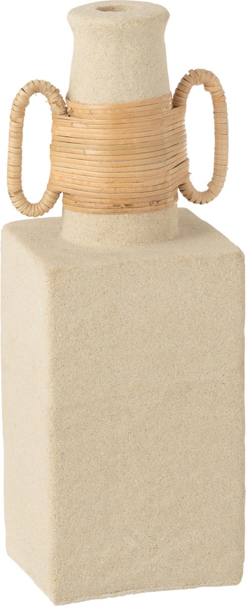 J-Line vaas Celine Ovaal - bloemenvaas - cement - zand/naturel - 29 cm hoog Beige