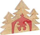 J-Line kerstdecoratie - hout - rood - large