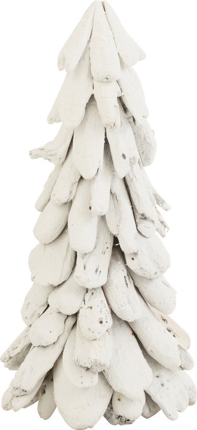 J-Line décoration Sapin Enneigé - bois - blanc - medium