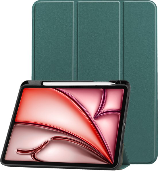 Étui adapté pour iPad Air 6 (11 pouces) étui rigide avec découpe adapté pour Apple Pencil - vert foncé