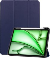 Hoesje Geschikt voor iPad Air 2024 (13 inch) Hoes Case Tablet Hoesje Tri-fold Met Uitsparing Geschikt voor Apple Pencil - Hoes Geschikt voor iPad Air 6 (13 inch) Hoesje Hard Cover Bookcase Hoes - Donkerblauw