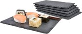 Luxe Leisteenborden - 6 Stuks - 14x22cm - Leistenen Plank - Met Viltjes - Hapjesbord - Hapjesplank - Hoogwaardige kwaliteit - Zwart Bord