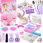 Make up Koffer Meisjes - Kinder Speelkoffer - Make-upset Voor Kinderen - Make-upgeschenkset - Roze met Paars - Voor jou Prinsesje