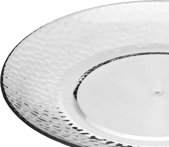 Secret de Gourmet Onbreekbare Ontbijt/gebakbordjes - 8x - kunststof - gehamderde stijl - transparant - Dia 20 cm — afbeelding 3