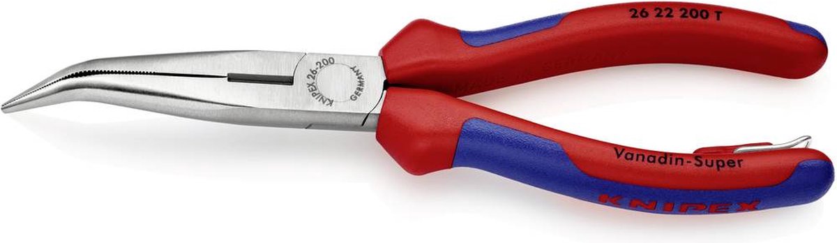 Knipex 26 22 200 T Werkplaats Platte rondbektang 40° gebogen 200 mm