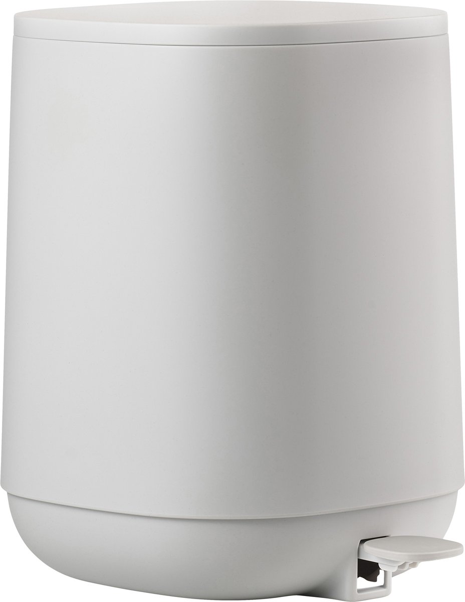 Zone Denmark Time Pedaalemmer - Prullenbak Badkamer Softclose - Afvalemmer Klein - Toilet & Badkamer Accessoires - Kunststof - 3 liter - 27,5 x 20,8 cm - Soft Grey (grijs)