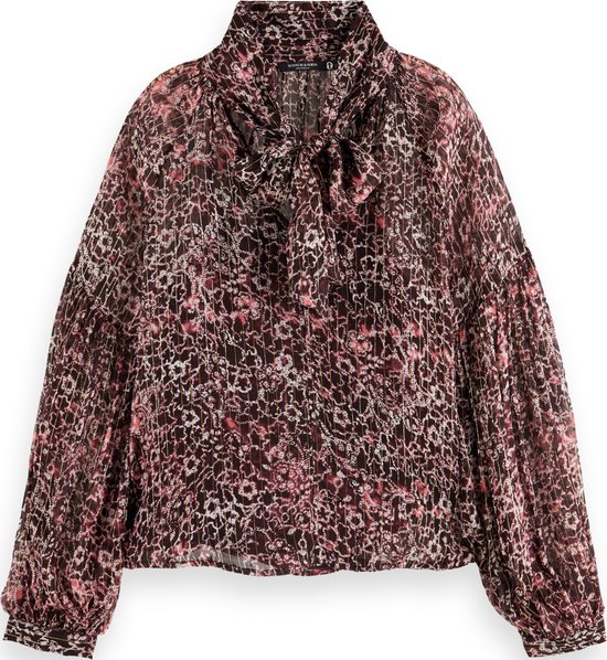 Scotch & Soda LUREX TOP WITH BOW NECK Dames Blouse - Maat 38