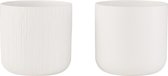 J-Line bloempot Gen - keramiek - wit - large - 2 stuks - Ø 18.5 cm