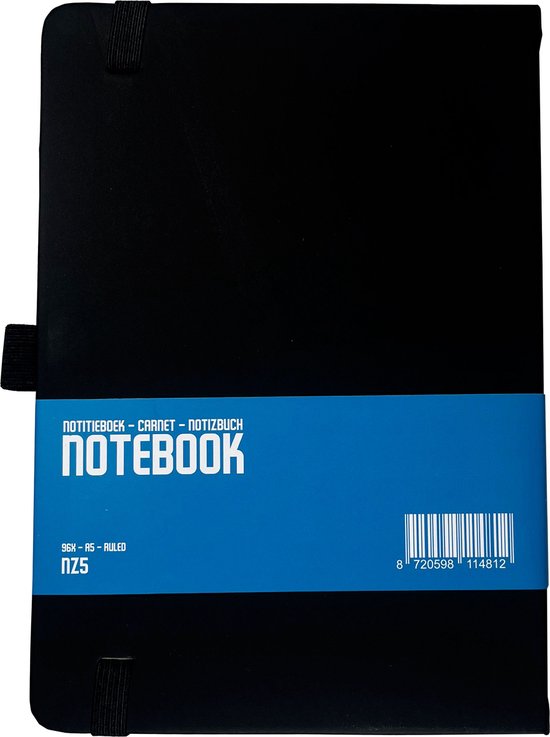 Cahier DULA A5 Zwart ligné avec couverture rigide