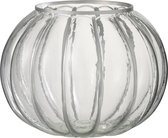 J-Line windlicht Bol Streep - glas - transparant/zilver - medium