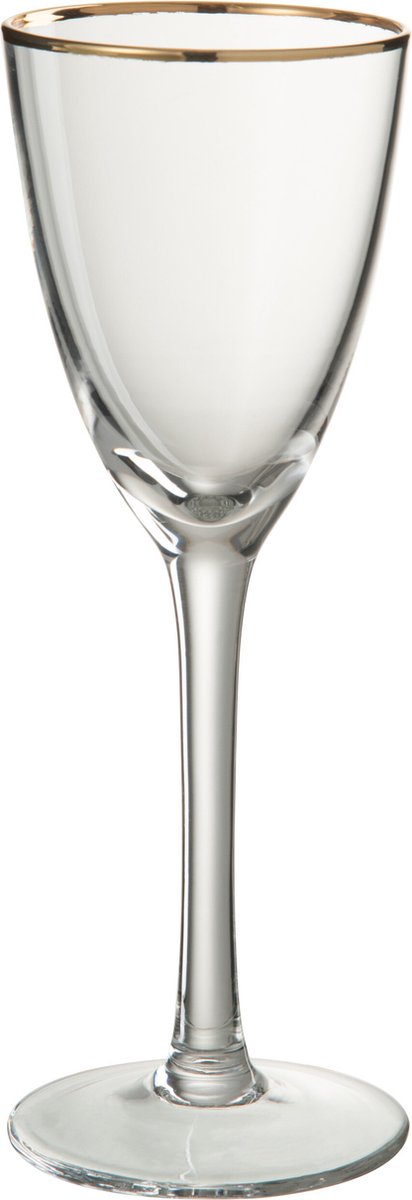 J-Line glas witte wijn Gouden Rand - glas - transparant/goud - 4 stuks