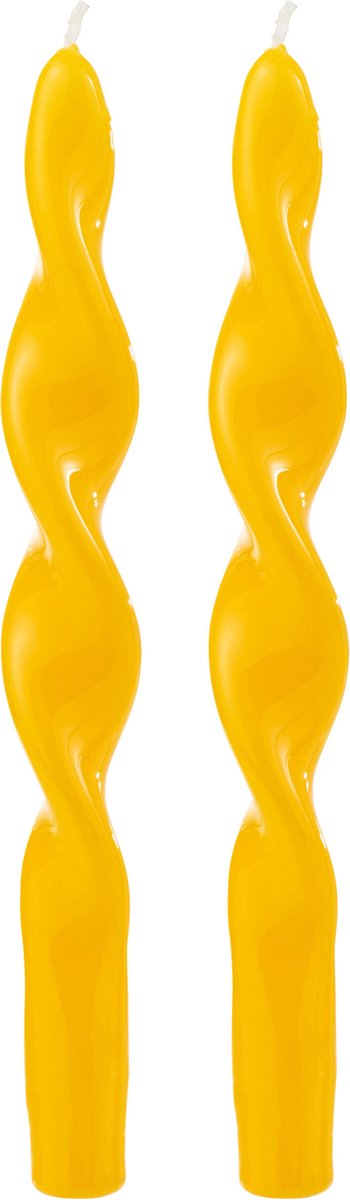 J-Line kaars Gedraaid - geel - 3U - doos van 2