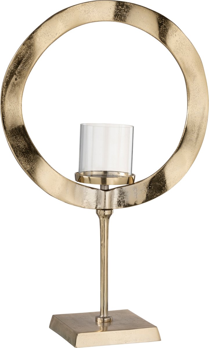 J-Line windlicht Rond Voet - aluminium - goud - large
