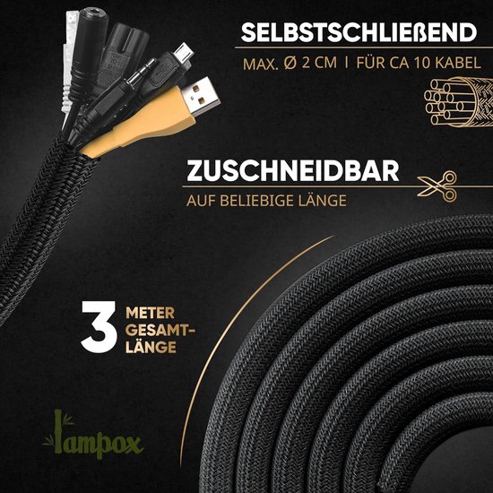 AGPTEK 3 m Kabelslang, 19 mm, zelfsluitend kabelkanaal, flexibel textiel kabelmantel, kabelmanagement voor bureau, tv, computer, pc, kabelbescherming voor hond, kat, wit AGPTEK 3 m Kabelslang, 19 mm, zelfsluitend kabelkanaal, flexibel textiel kabelmantel, kabelmanagement voor bureau, tv, computer, pc, kabelbescherming voor hond, kat, wit