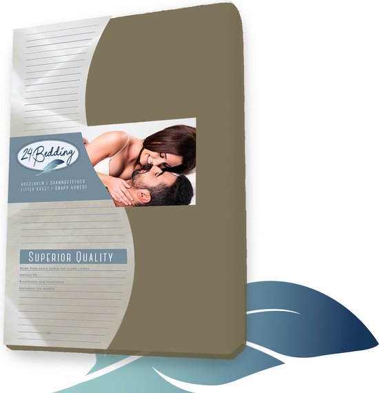 24-Bedding - Hoeslaken - Dubbel Jersey - 100% katoen - 160x220 cm - 30 cm - Groen - Extra zware kwaliteit 200 gr/m2